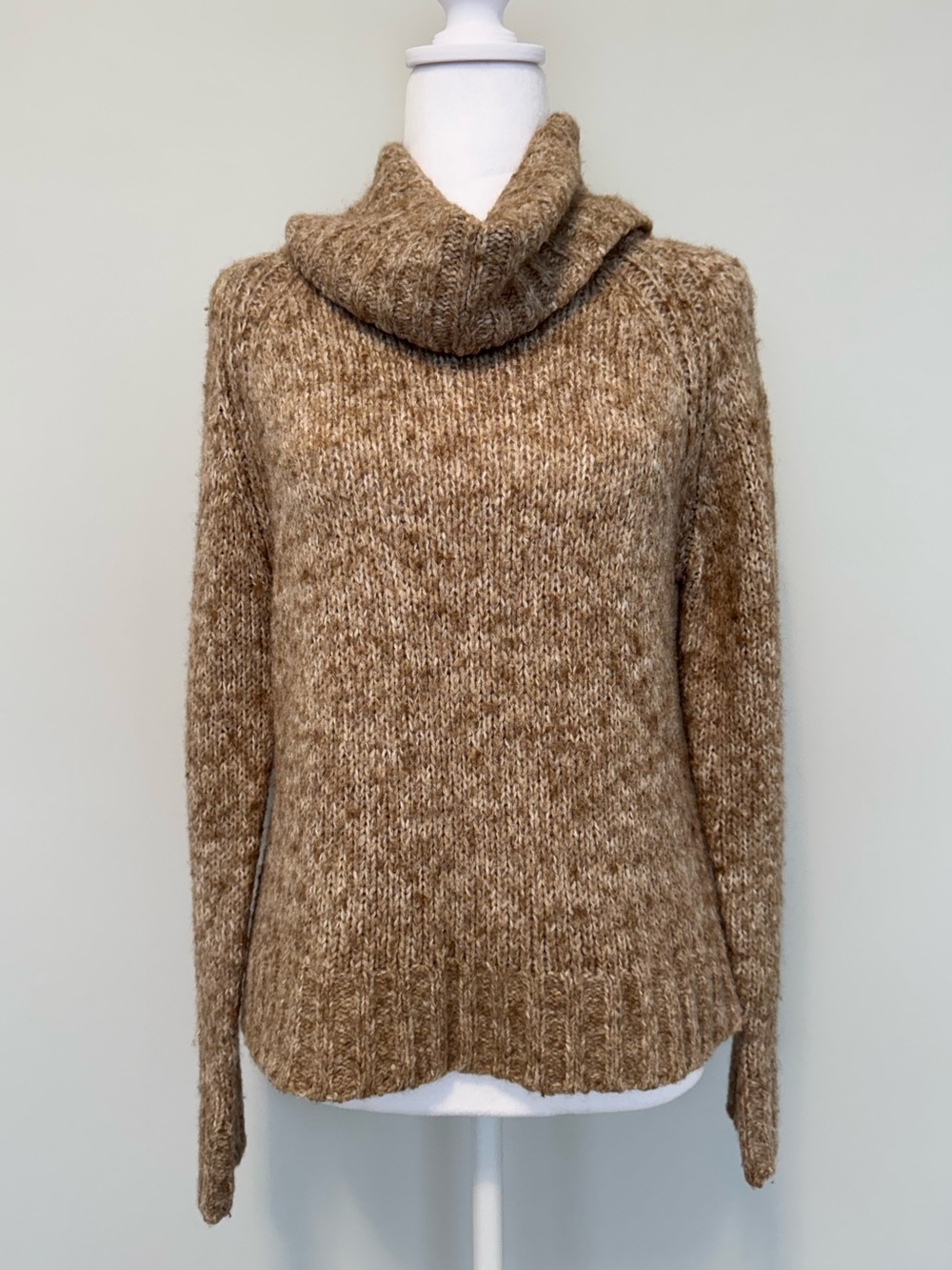 Sasson Vintage Chunky Marled Knit Cowl Neck Sweater Wool Blend, Size Small